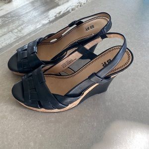 Black wedge sandals